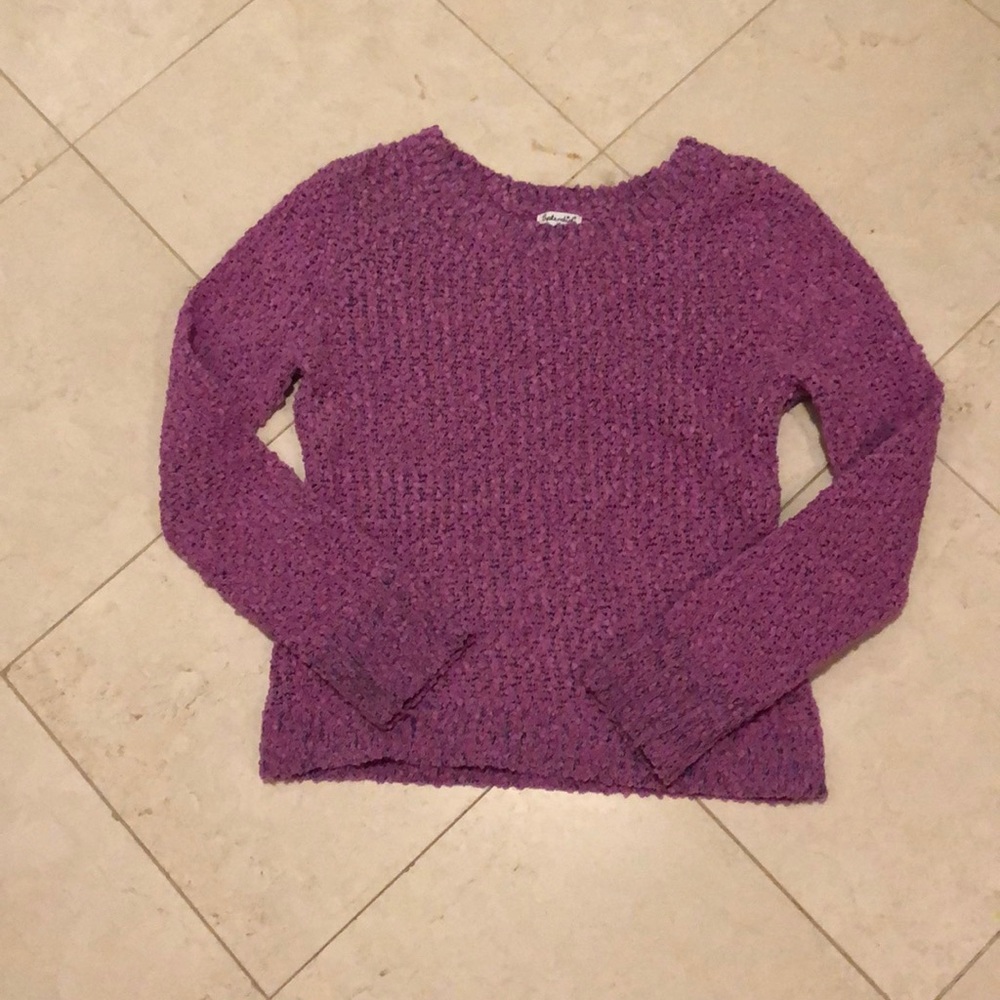 Purple cozy girls popcorn sweater